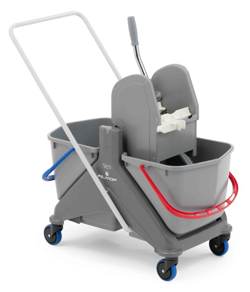 ONEFRED — Chariot double seau avec timon — 82 × 41 × 84 cm, 2 × 25 L