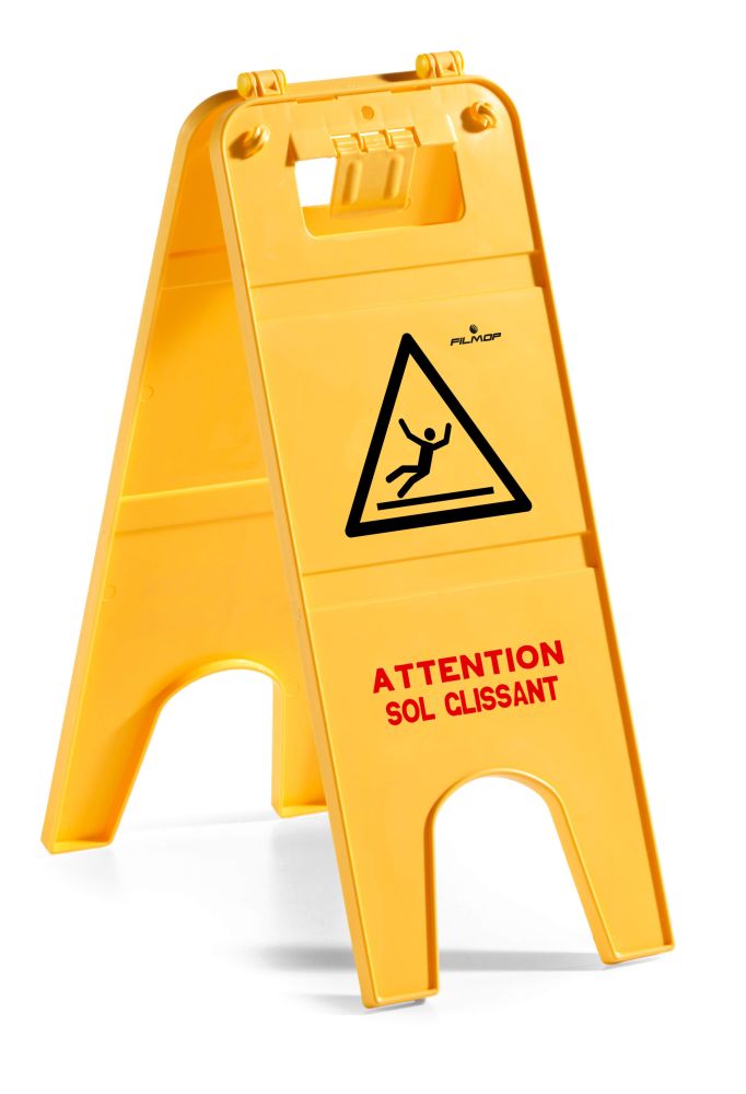 Panneau pliant « Attention sol glissant » — 42 × 23 × 57 cm